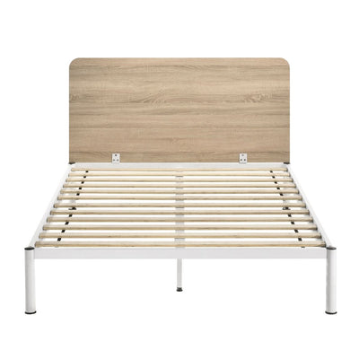 Chesca Bed Frame Modern White Metal & Wood King