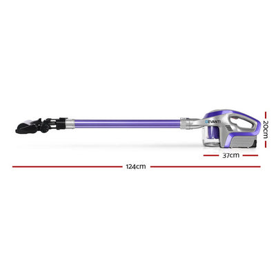 Devanti Stick Vacuum Cleaner Roller Brush Cordless 150W Purple