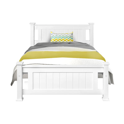 Artiss Bed Frame King Single Size Wooden White RIO