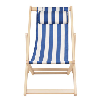 Gardeon Outdoor Deck Chair Wooden Sun Lounge Folding Beach Patio Furniture Blue