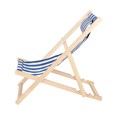 Gardeon Outdoor Deck Chair Wooden Sun Lounge Folding Beach Patio Furniture Blue