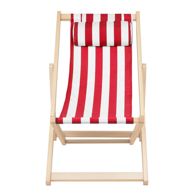 Gardeon Outdoor Deck Chair Wooden Sun Lounge Folding Beach Patio Furniture Red