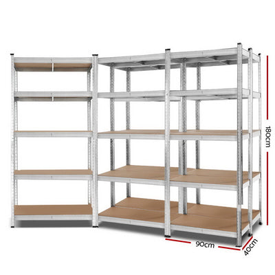 Giantz 5x1.8M Garage Shelving Warehouse Rack Pallet Racking Storage Shelf Silver