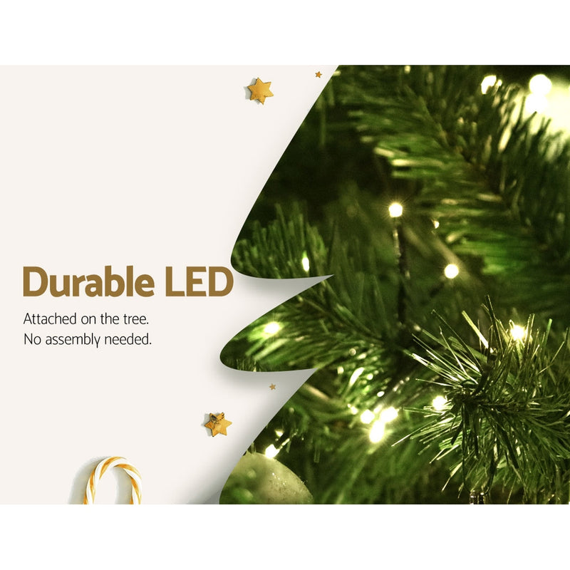 Jingle Jollys Christmas Tree 2.4m Xmas Tree Decorations 1488 LEDs 8 Light Modes