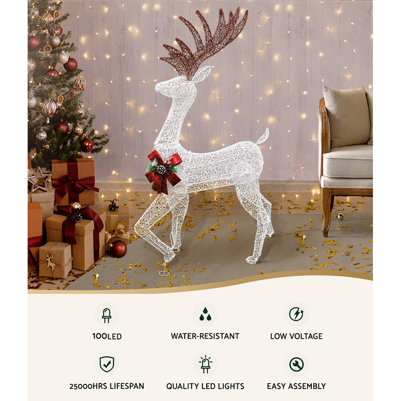 1.5M Christmas Lights Reindeer 100 LED Decorations Jingle Jollys