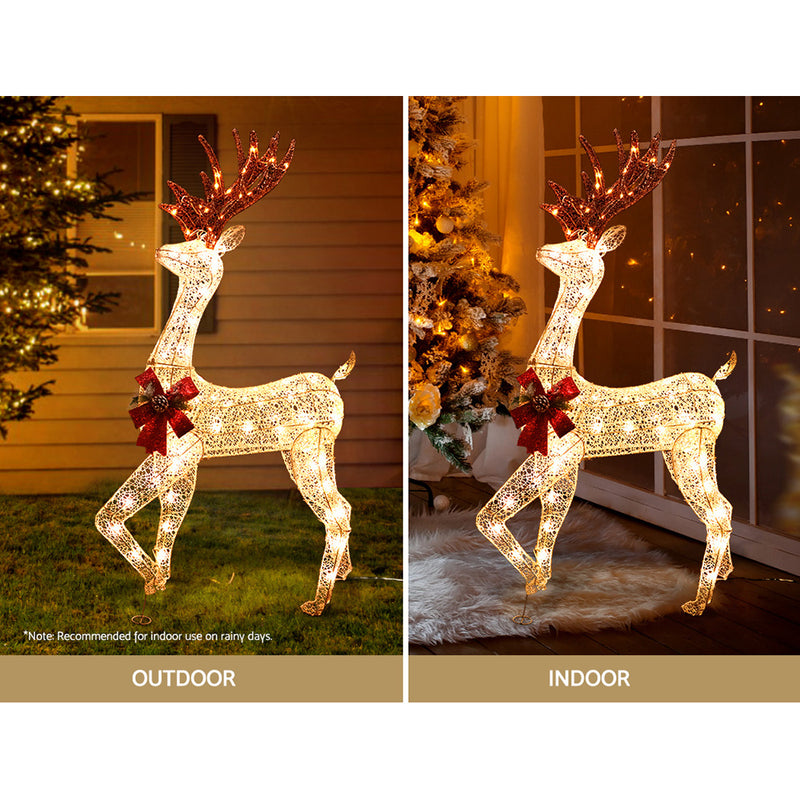 1.5M Christmas Lights Reindeer 100 LED Decorations Jingle Jollys