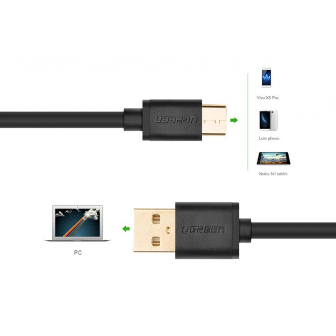 UGREEN USB 2.0 Type A Male to USB 3.1 Type-C Male Charge & Sync Cable - White 1M (30165)