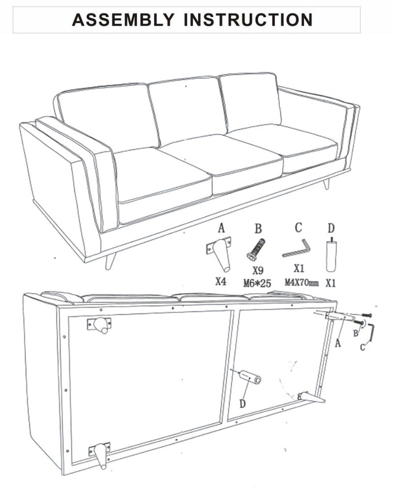 3 Seater Sofa Beige Fabric Modern Lounge Set for Living Room Couch with Wooden Frame