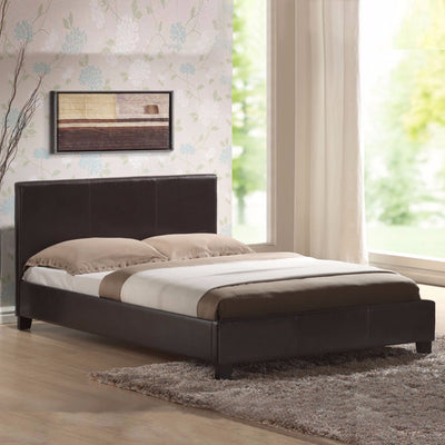 Mondeo PU Leather Queen Brown Bed