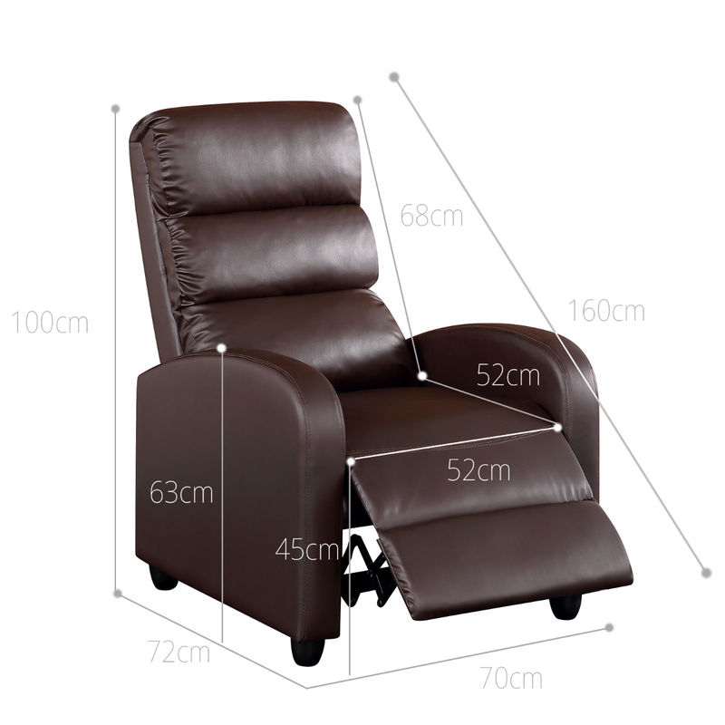 Luxury Leather Recliner Chair Armchair - Brown