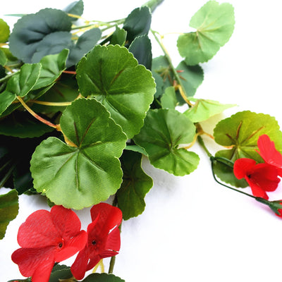 Artificial Geranium Hanging Bush with Red Flowers 60cm