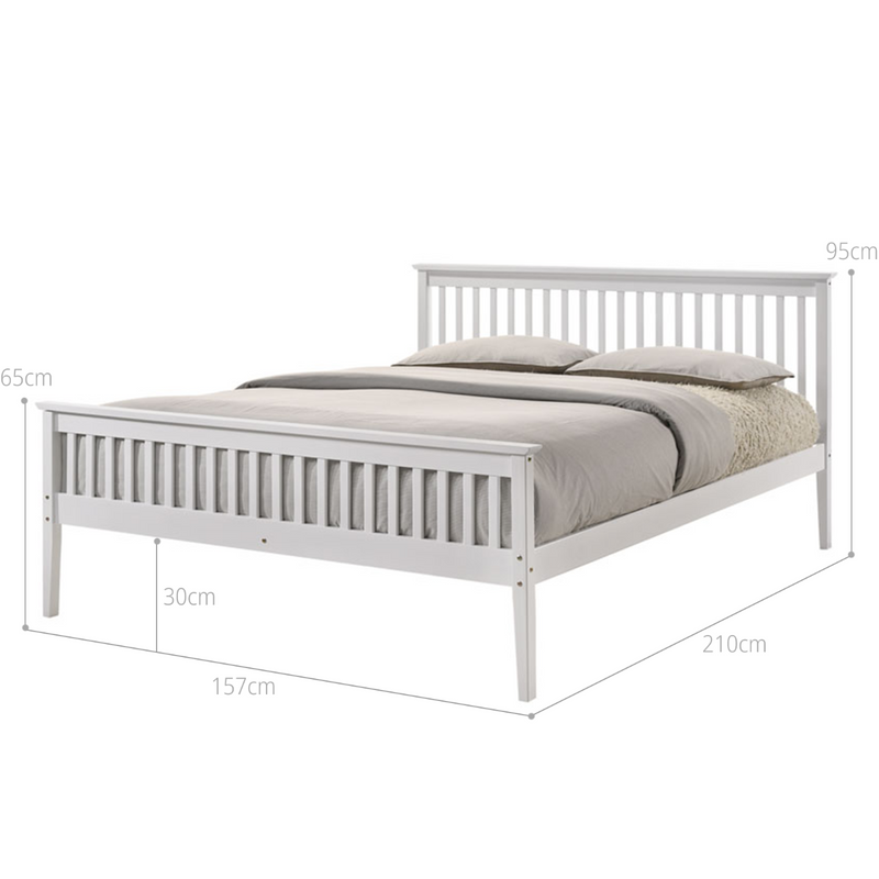 Wooden Bed Frame White - Queen