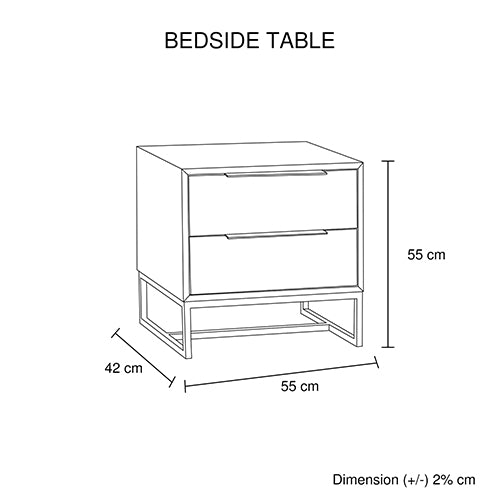 4 Pieces Bedroom Suite made in Solid Wood Acacia Veneered King Size Oak Colour 1X Bed, 2X Bedside Table & 1X Tallboy