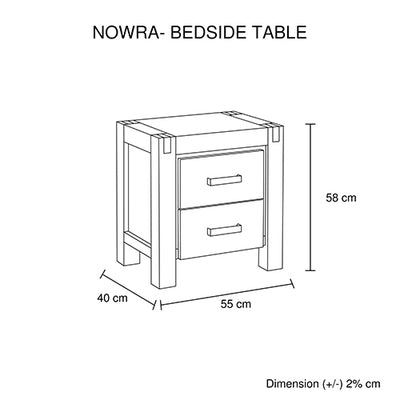 3 Pieces Bedroom Suite in Solid Wood Veneered Acacia Construction Timber Slat Queen Size Oak Colour Bed, Bedside Table