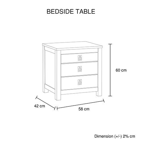 4 Pieces Bedroom Suite with Solid Acacia Wood Veneered Construction in King Size White Ash Colour Bed, Bedside Table & Tallboy