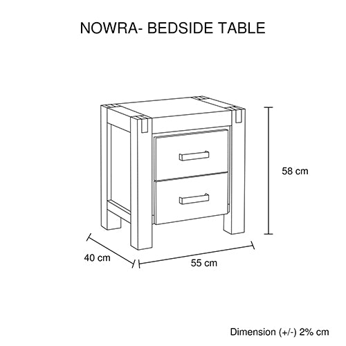 3 Pieces Bedroom Suite in Solid Wood Veneered Acacia Construction Timber Slat Double Size Chocolate Colour Bed, Bedside Table