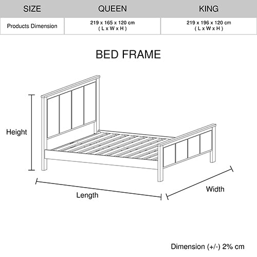 4 Pieces Bedroom Suite with Solid Acacia Wood Veneered Construction in Queen Size White Ash Colour Bed, Bedside Table & Tallboy