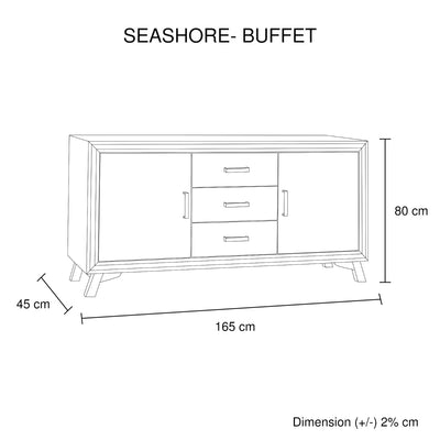 Buffet Sideboard in Silver Brush Colour with Solid Acacia & Veneer Wooden Frame Storage Cabinet with Drawers