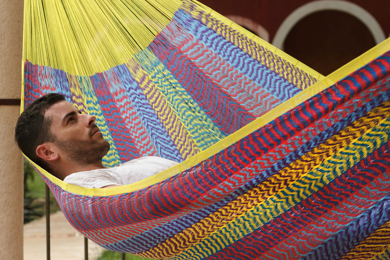 Mayan Legacy King Plus Size Nylon Mexican Hammock in Confeti Colour