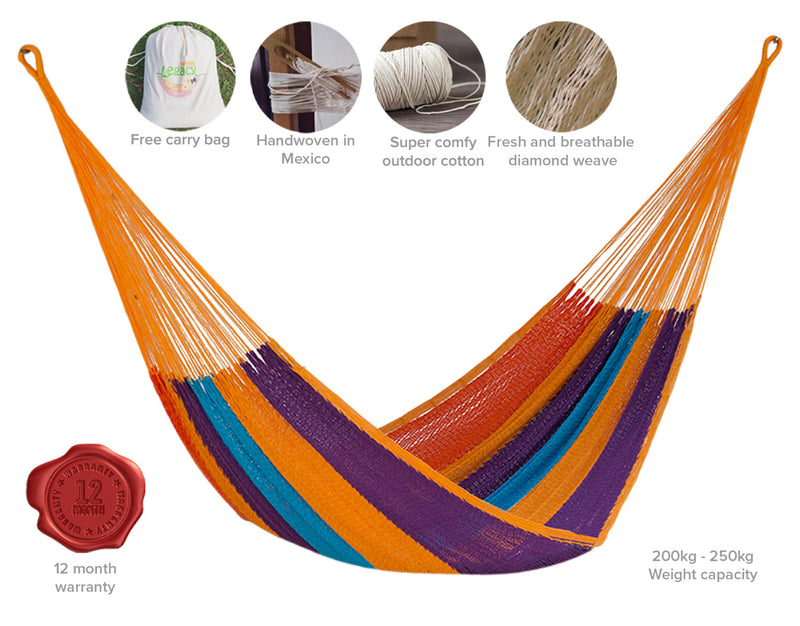 Outdoor undercover cotton Mayan Legacy hammock King size Alegra