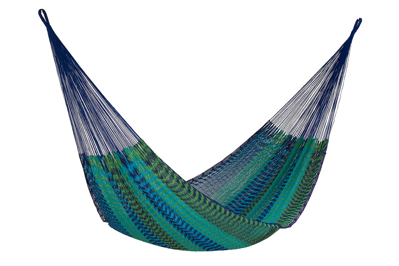 Mayan Legacy King Size Outdoor Cotton Mexican Hammock in Caribe Colour