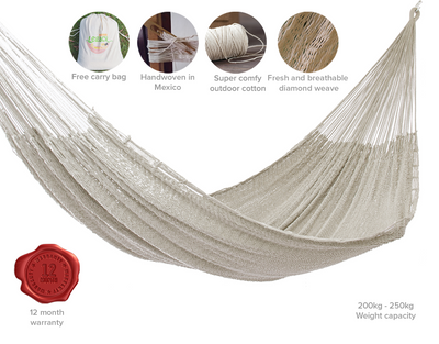 Outdoor undercover cotton Mayan Legacy hammock King size Marble