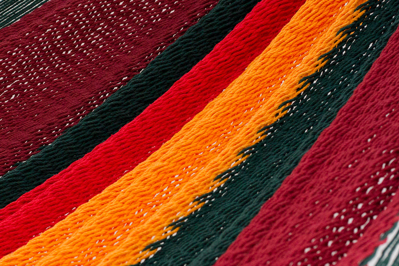 Mayan Legacy Queen Size Outdoor Cotton Mexican Hammock in Imperial Colour