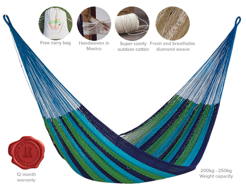 Outdoor undercover cotton Mayan Legacy hammock King size Oceanica
