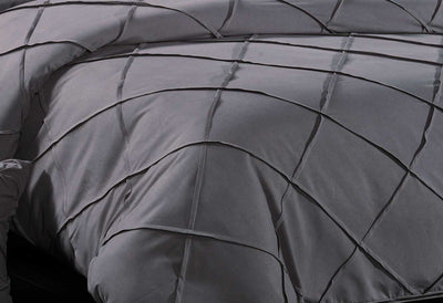 Luxton Super King Size Grey Diamond Pintuck Quilt Cover Set(3PCS)