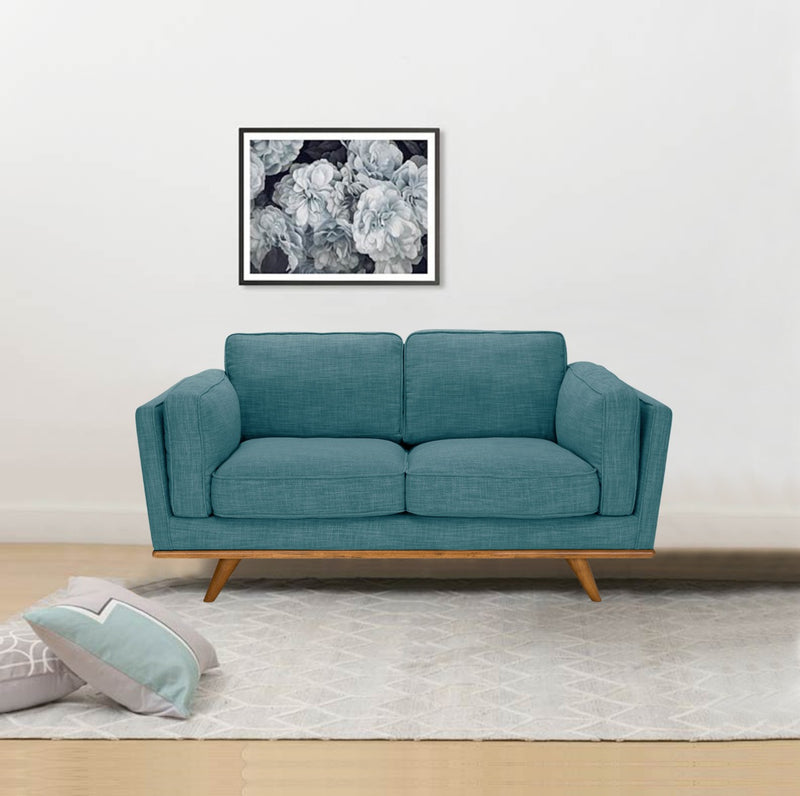 2 Seater Sofa Teal Fabric Lounge Set for Living Room Couch with Wooden Frame -