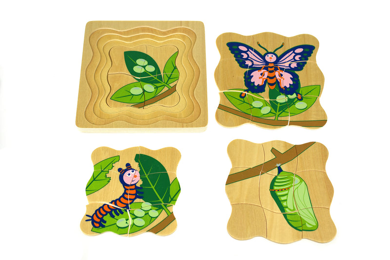 BUTTERFLY LIFECYCLE 4 LAYERS PUZZLE BOARD